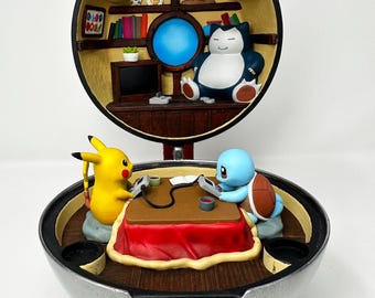 Diorama de resina con Pokeball de Pokémon pintado a mano