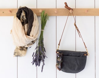 Waxed Canvas Crossbody Bag: Small Gray Waterproof Travel Bag