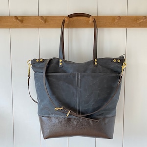 LEWIS Leather and waxed canvas Diaper Bag, market bag, changing bag, work tote, travel bag, nappy bag, waterproof bag byHOLMgoods