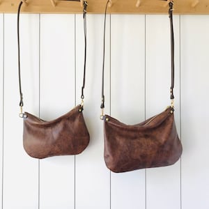 Minimalist Leather Crossbody DAY Bag ISLA Walnut Brown Adjustable ...