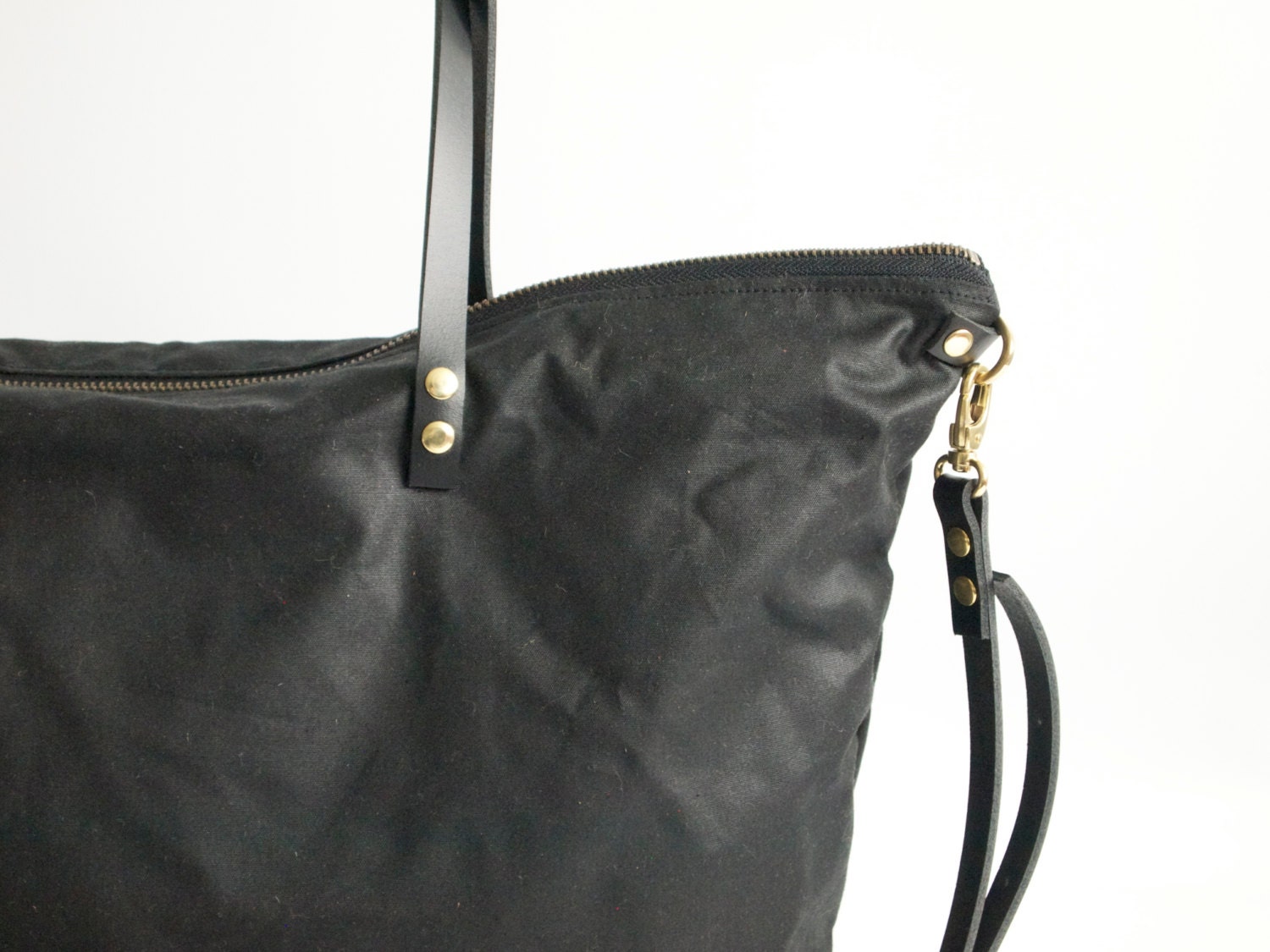 Waxed Canvas and Leather Diaper Bag SKYE Large Black Etsy