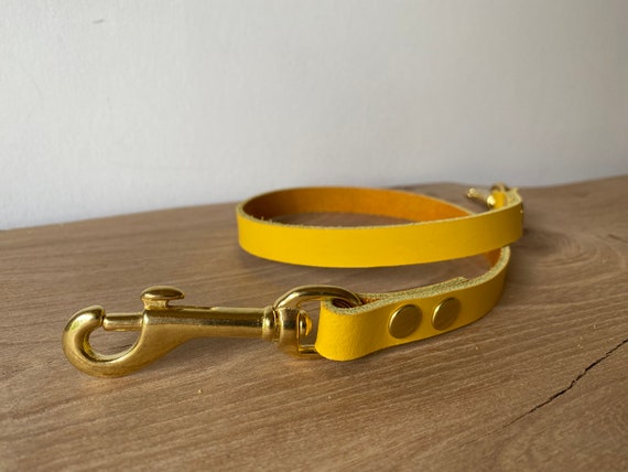 Leather Bag Strap Short Handle Yellow Leather Replacement Shoulder Purse  Strap Choice of Finish and Size 1/2 Inch Wide Strap 