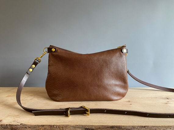 Leather brown purse bag Leather purse crossbody fully adjustable strap