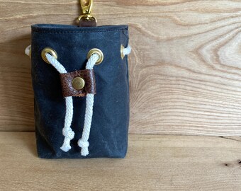 Waxed Canvas Dog Treat Bag: Waterproof Training Pouch, Clips to Belt