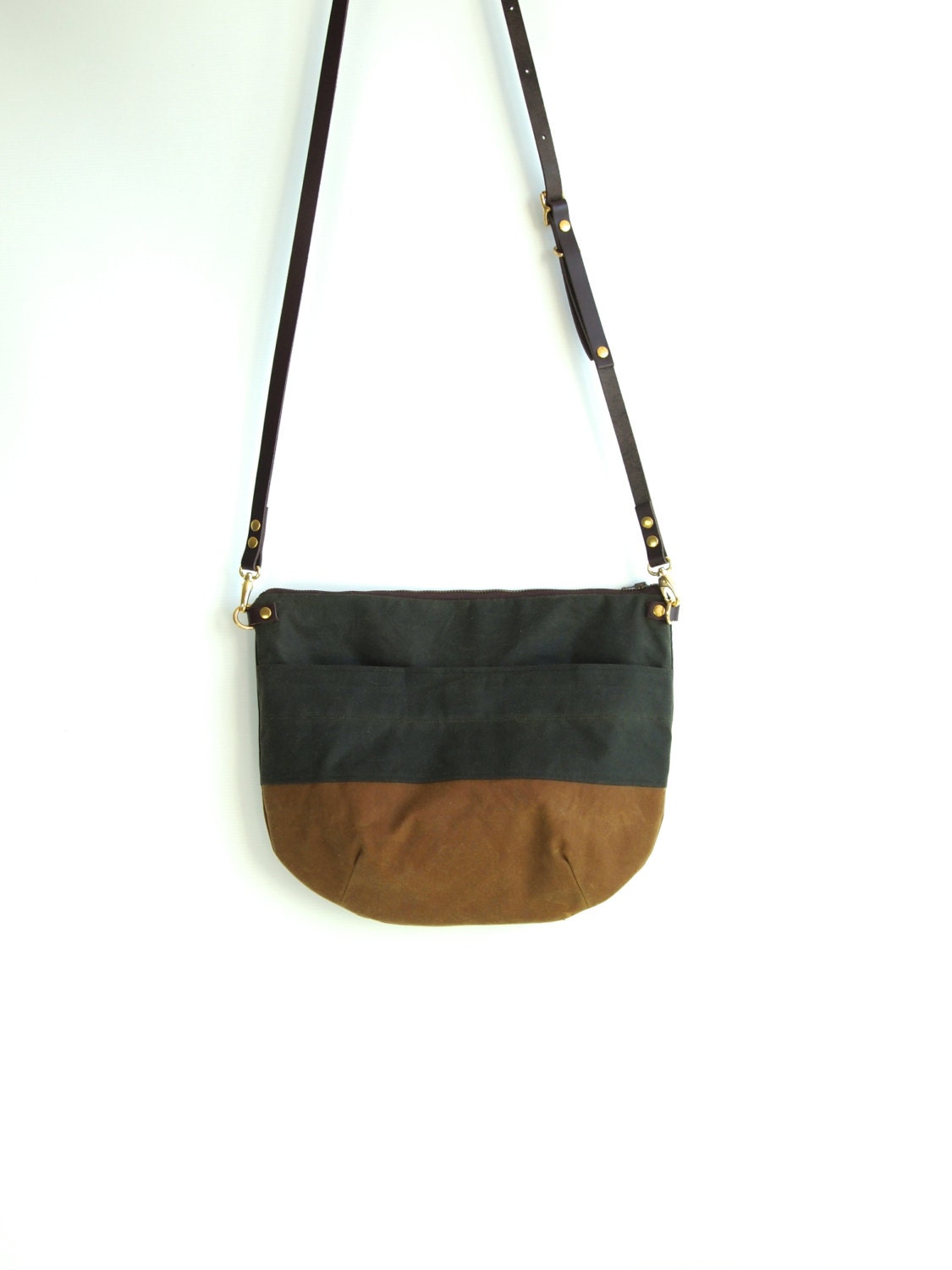 Waxed Canvas Cross Body Bag NEVIS Zip Top Forest Green and - Etsy