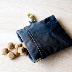 dog treat pouch / dog waste bag carrier /  made from waxed canvas / dog puppy training / waterproof pouch bag / poop bag holder / BLACK