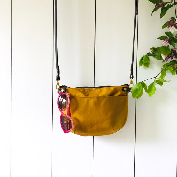 Yellow Canvas Crossbody Bag: Small NEVIS with Leather Strap