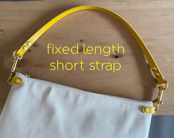 leather bag strap short handle - Yellow leather - replacement shoulder purse strap choice of finish and size - 1/2 inch wide strap