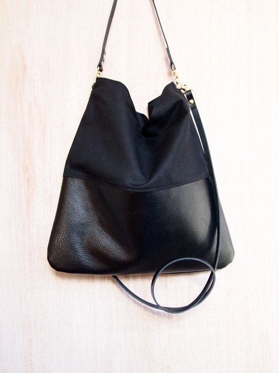 black canvas tote bag with zipper