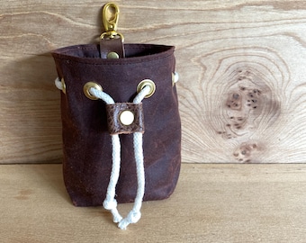 Waxed Canvas Dog Treat Pouch: Stylish Waterproof Training Bag With Clip