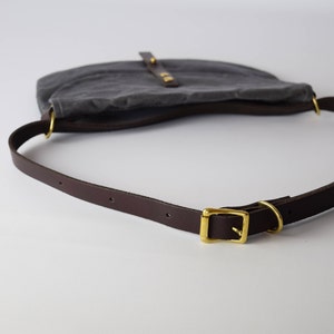 Grey waxed canvas Hip bag / Waist Bag / Belt Bag / Waterproof Bag / Festival Bag / adjustable leather strap / optional cross body strap image 9
