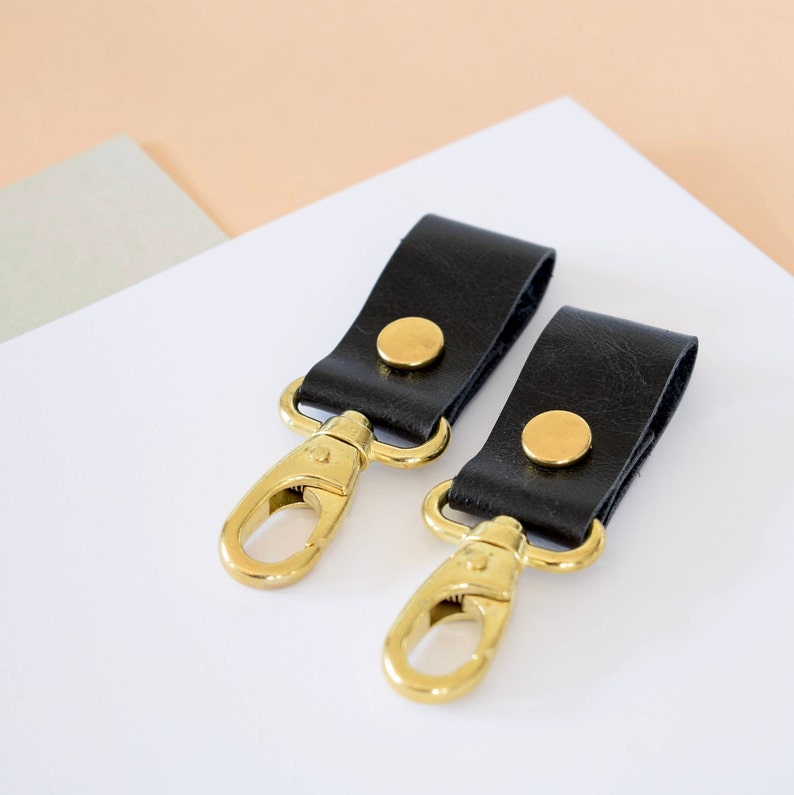 choose which finish 2 Leather earphone holders wire keepers PAIR of LEATHER earbud holders with clips cord tie organiser black leather