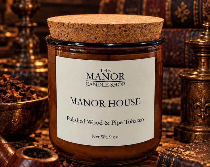 Manor House Candle - Polished Wood & Pipe Tobacco Scent.