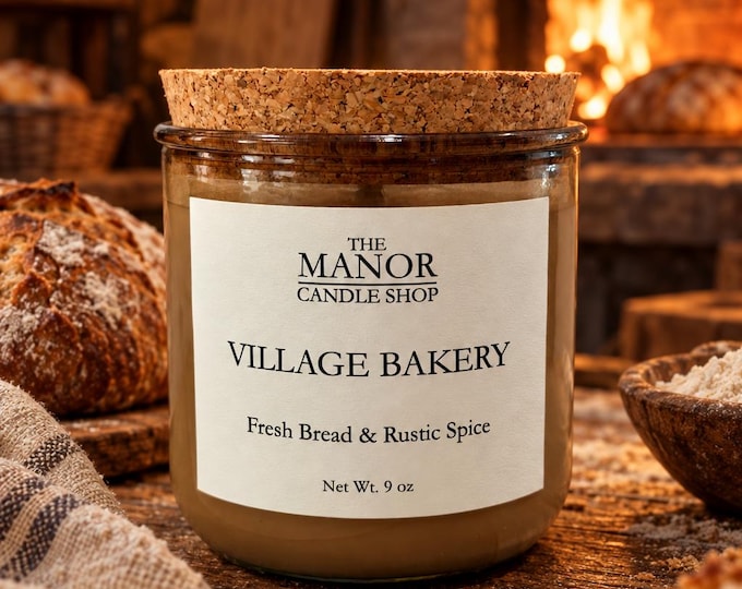 Village Bakery Candle – Fresh Bread & Rustic Spice Scent.