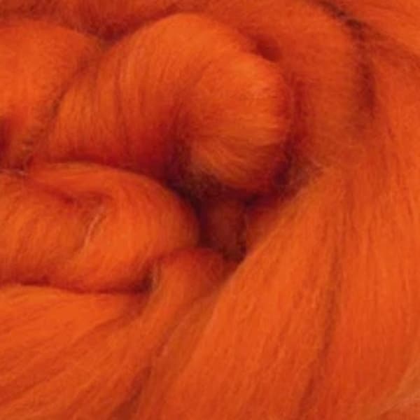 4OZ  Merino Pumpkin Combed Wool Premium Top Roving for Needle or Wet Felting or Spinning FREE SHIPPING