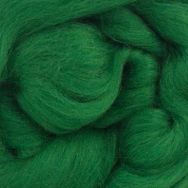 4OZ. Merino Forest Green Combed Wool Premium Top Roving for Needle Felting or Spinning FREE SHIPPING
