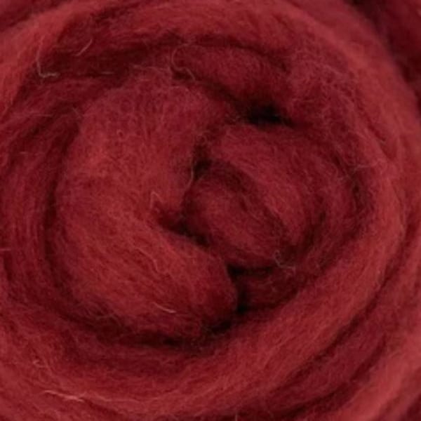 4oz  Loganberry Color Carded Corriedale Wool for Needle or Wet Felting or Spinning FREE SHIPPING