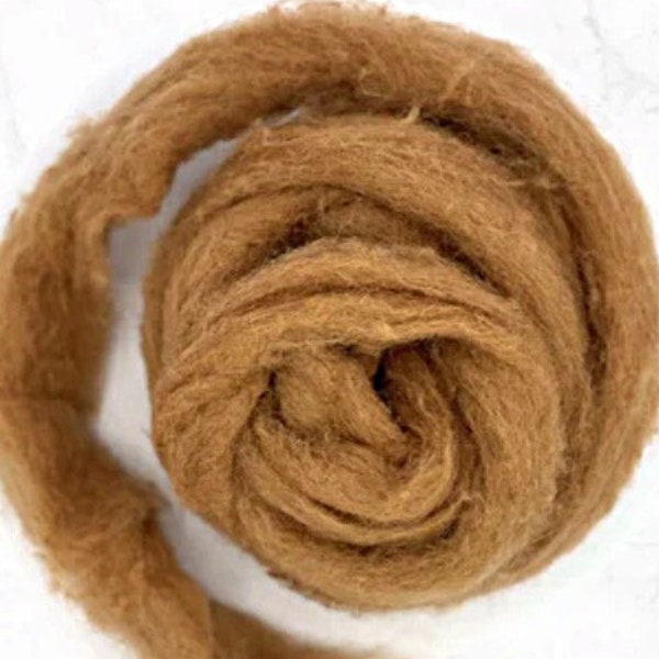 4oz Sienna Color Carded Corriedale Wool  Sliver (Roving) for Needle or Wet Felting and Spinning  FREE SHIPPING