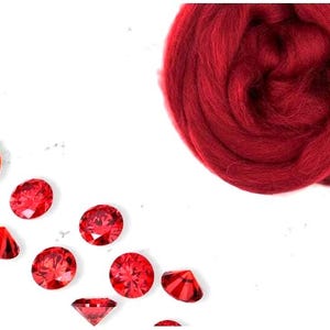 4oz Ruby Combed Corriedale Wool Premium Top Roving for Needle or Wet Felting or Spinning