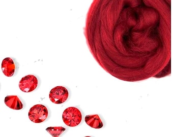 4oz Ruby Combed Corriedale Wool Premium Top Roving for Needle or Wet Felting or Spinning