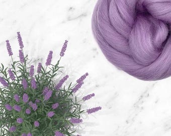 4oz  Lavender Combed Corriedale Wool Premium Top Roving for Needle or Wet  Felting or Spinning FREE SHIPPING