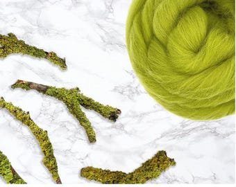 Lichen Color Carded Corriedale Wool Sliver, 4oz Roving for Felting Spinning