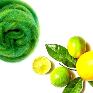 4oz Lemon Lime Carded Corriedale Wool Roving Needle, Wet, Nano, Felting, Spinning FREE SHIPPING,