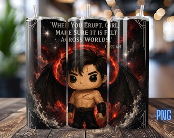 ACOTAR inspired 20oz tumbler wrap, Cassian, Nesta, Court of Silver Flames