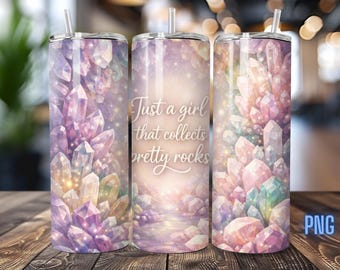 Crystal Collector Inspired Tumbler Wrap, cottage core, witchy PNG (Digital Download)
