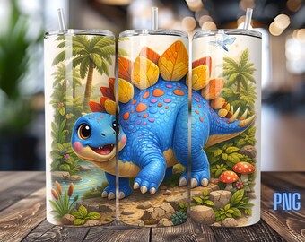 Steggo Dinosaur Tumbler Wrap, Stegosaurus PNG (Digital Download)