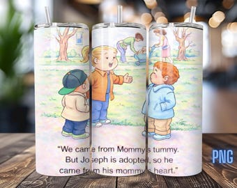 Family Circus Inspired Tumbler Wrap, Adoption PNG (Digital Download)