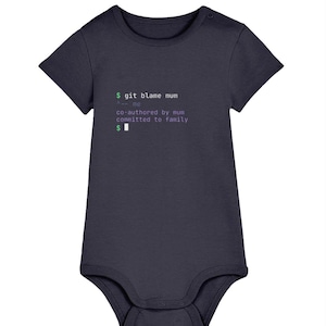 Git Blame Mum Romper, biologisch katoen baby groeit, cadeau voor nieuwe moeder, grappige programmeur romper, Tech kraamcadeau