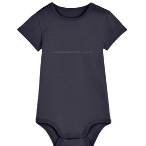 Hello World Java-babyromper, biologisch katoen ontwikkelaar babygroei, programmeur cadeau, donker thema codering pasgeboren outfit technisch oudercadeau
