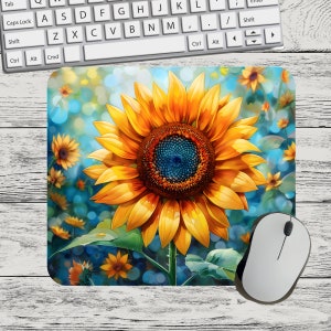 Sunflower Flower in Stained Glass Mouse Pad Sublimation Template Digital Mouse Pad PNG Sublimation Mouse Pad PNG, Flower png