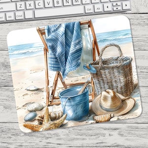Beach Chair At Ocean 2 Mouse Pad Sublimation Design, Mouse Pad Sublimation, Square Mouse Pad, Template, Digital Mouse Pad PNG, Tumbler
