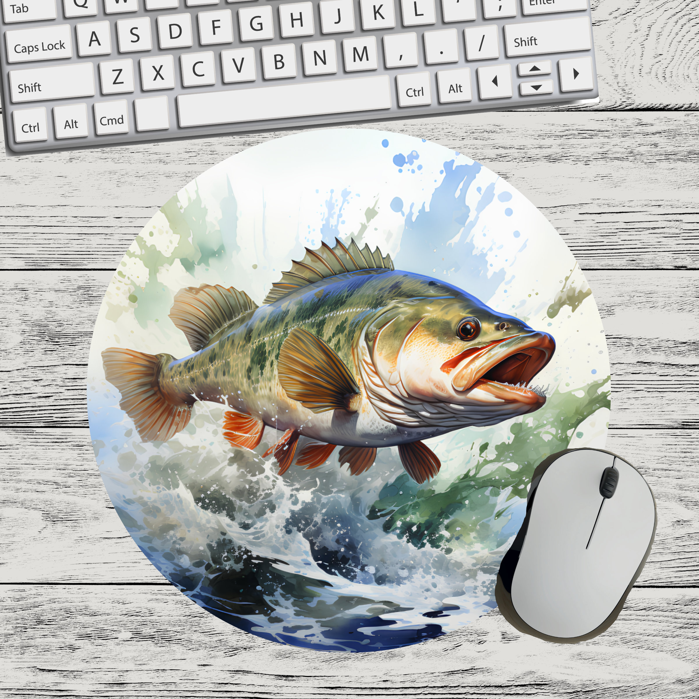 Bass Fish Jumping Colorful Water 3 Mouse Pad Sublimation Square Round  Template Digital Mouse Pad PNG Sublimation Mouse Pad PNG, Fish Png 