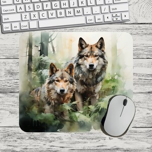 2 Wolves in The Woods Mouse Pad Sublimation Square Round Mouse Pad Template Digital Mouse Pad PNG Sublimation Mouse Pad PNG Wolf PNG