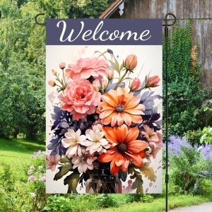 Wildflowers  Daisy Bouquet Welcome Flag 12x18 Garden Flag Sublimation Design, Digital Download, Sublimation Graphics PNG