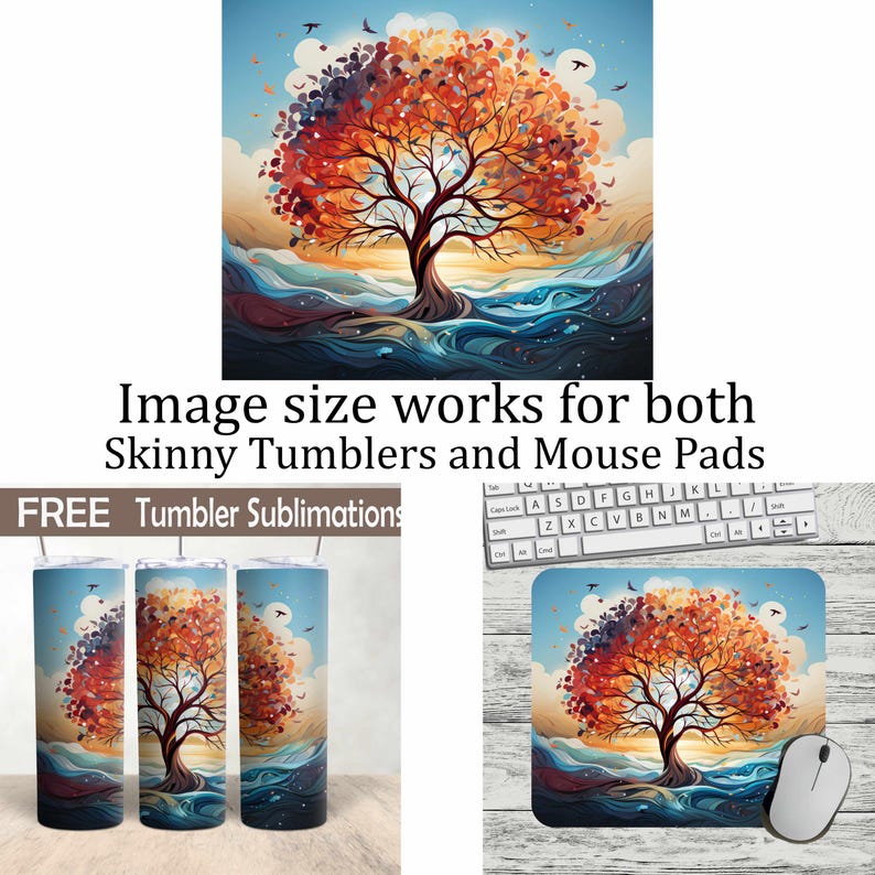 Folk Art Turtle Log Butterfly Flower Meadow Field Mouse Pad Sublimation