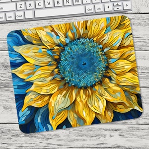 Stained Glass Sunflower 1 Floral Flower Mouse Pad Sublimation Mouse Pad Template Digital Mouse Pad PNG Sublimation Mouse Pad PNG