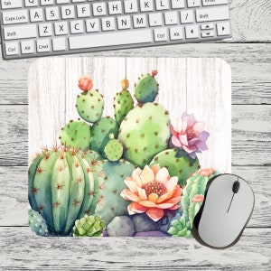 Cactus Flower Mouse Pad Sublimation Square Round Mouse Pad Template Digital Mouse Pad PNG Sublimation Mouse Pad PNG Flower PNG Cactus Lover