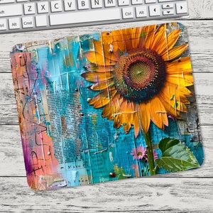 Big Sunflower on Journal Paper Mouse Pad Sublimation Design, Mouse Pad Sublimation, Square Mouse Pad, Digital Mouse Pad PNG, Tumbler