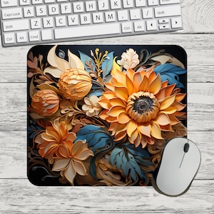 Sunflower 2 Colorful Flower Mouse Pad Sublimation Square Round  Template Digital Mouse Pad PNG Sublimation Mouse Pad PNG, Sunflower png