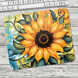 Whimsical Sunflower Floral Flower Mouse Pad Sublimation Mouse Pad Template Digital Mouse Pad PNG Sublimation Mouse Pad PNG