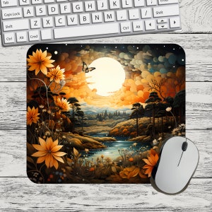 Sunflower Meadow Sunset Butterfly Mouse Pad Sublimation Square Round Template Digital Mouse Pad PNG Sublimation Mouse Pad PNG Flower png