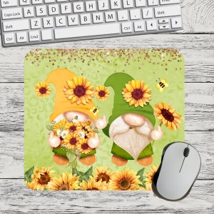Gnome Autumn Sunflower Mouse Pad Sublimation Square Round Mouse Pad Template Digital Mouse Pad PNG Sublimation Mouse Pad PNG