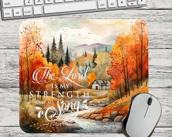 Autumn Woods The Lord Christian Religious Mouse Pad Sublimation Square Mouse Pad Template Digital Mouse Pad PNG Sublimation Mouse Pad PNG