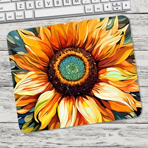 Whimsical Sunflower Floral Flower Mouse Pad Sublimation Mouse Pad Template Digital Mouse Pad PNG Sublimation Mouse Pad PNG
