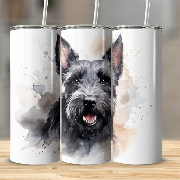 Cute Scottish Terrier Skinny Tumbler Sublimation Template Instant Digital Design Download PNG 20 oz Skinny Tumbler Wrap, Dog PNG