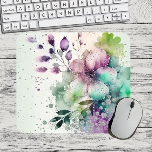 Purple Teal Floral Flower Mouse Pad Sublimation Square Round Mouse Pad Template Digital Mouse Pad PNG Sublimation Mouse Pad PNG Flower PNG